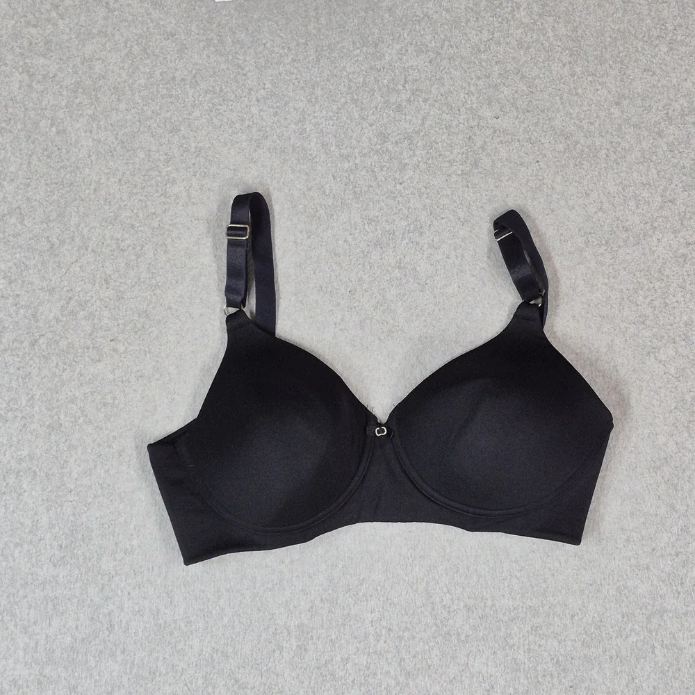 Vanity Fair Women Bra 34C Black T Shirt Wireless Knit Strap